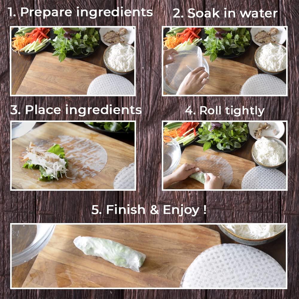 ASIADELI 30 Sheets Premium Rice Papers, 30~32 Sheets Per Pack, 10.5 oz, Vietnamese Spring Roll Wrapper, Premium Rice Paper, Round 22cm by ASIADELI(Pack of 1 Bag)