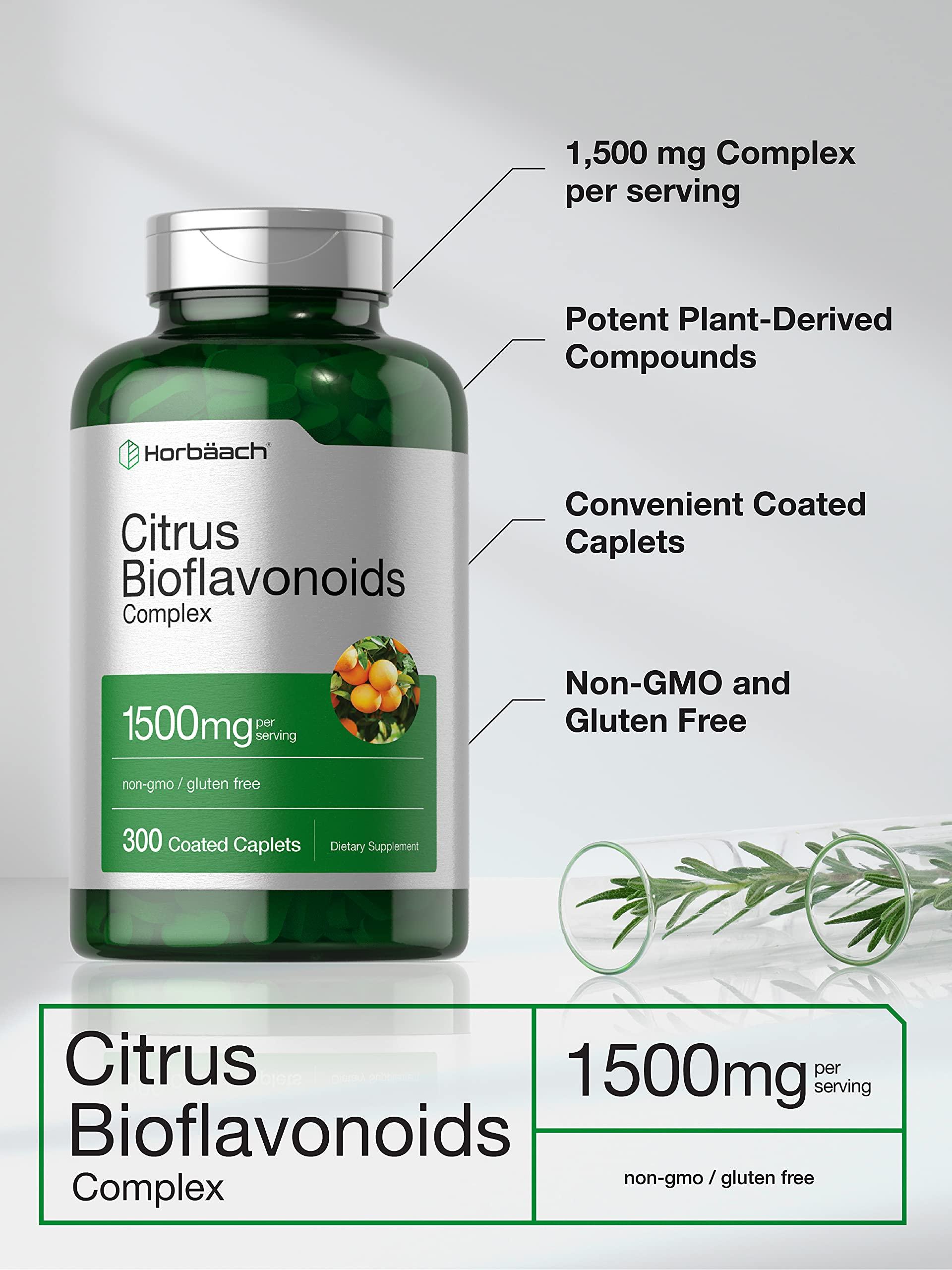 Horbäach Horbach Citrus Bioflavonoids Supplement | 1500mg | 300 Caplets | Vegetarian, Non-GMO, and Gluten Free Formula | Value Size