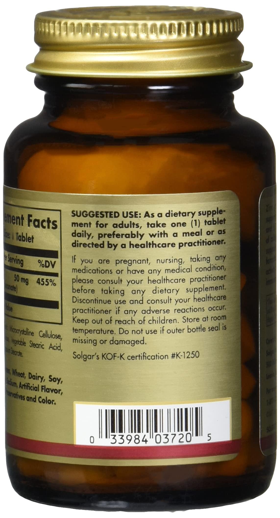 Solgar Solgar Zinc 50 Mg, 100 Tablets - Zinc for Healthy Skin, Immune System and Antioxidant Support- 100 Servings, 100 Count (Pack of 12)