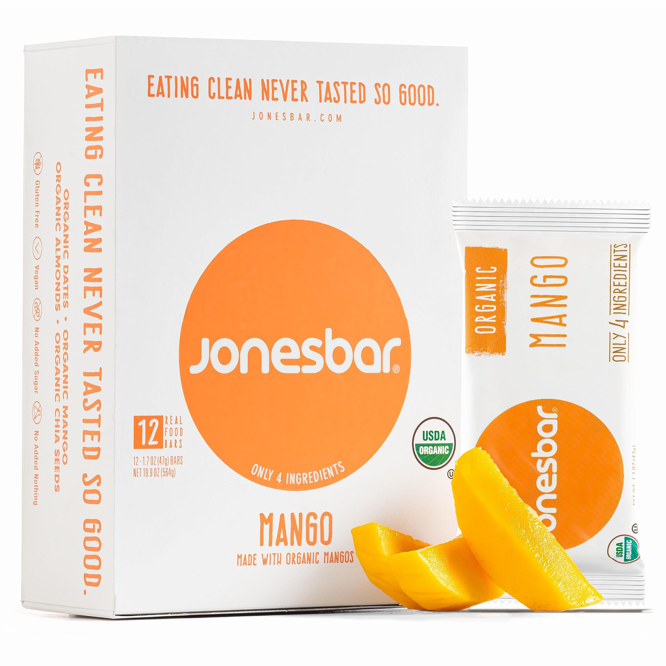 jonesbar JONESBAR (Mango Almond, 12 Count (Pack of 1)) USDA Organic Fruit & Nut Bar, Non-GMO, Kosher, Vegan, Gluten Free, Simple Snack Bar