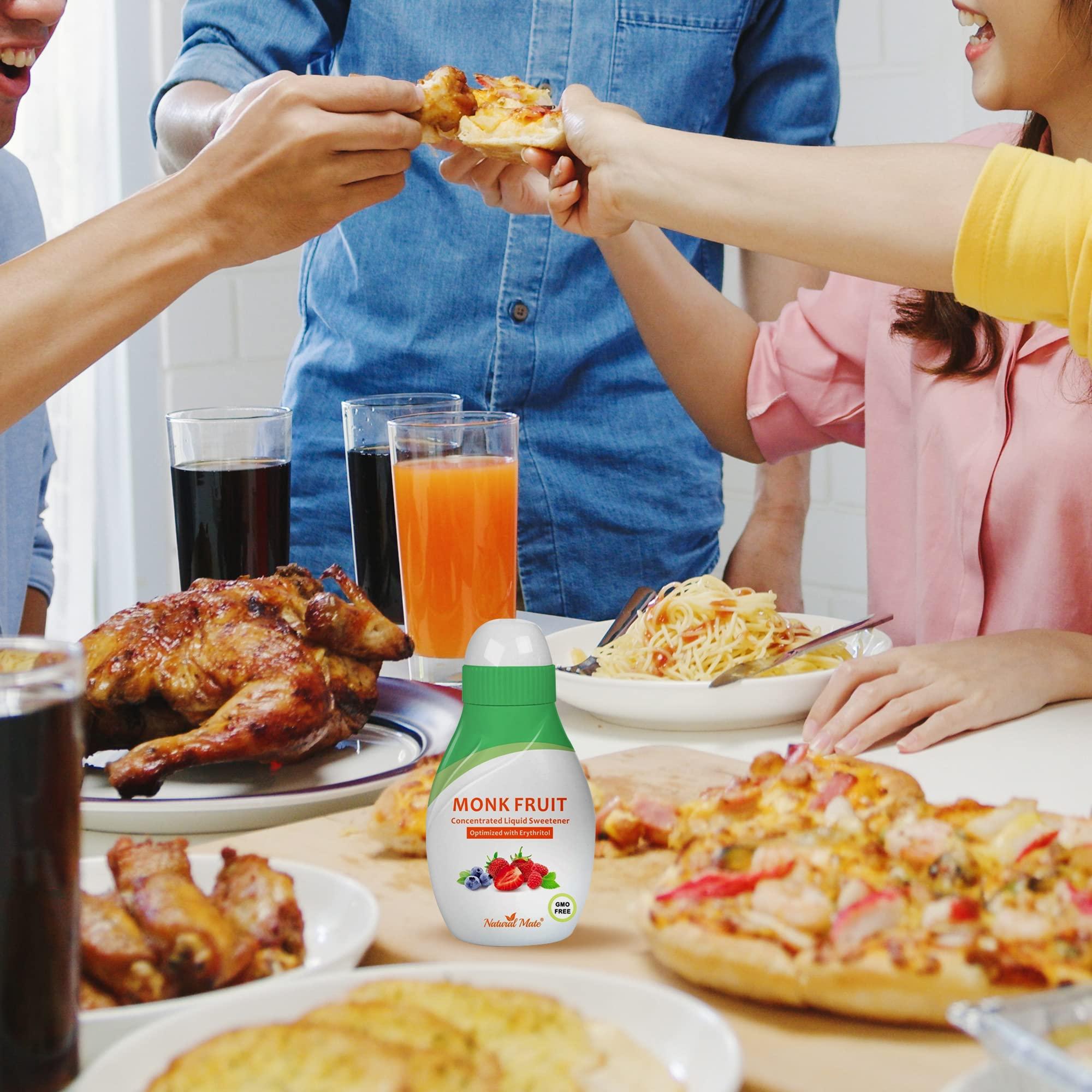 Natural Mate Monk Fruit Concentrated Liquid Sweetener (Optimized with Erythritol) 1.33 FL OZ (37 mL)-3 Pack)