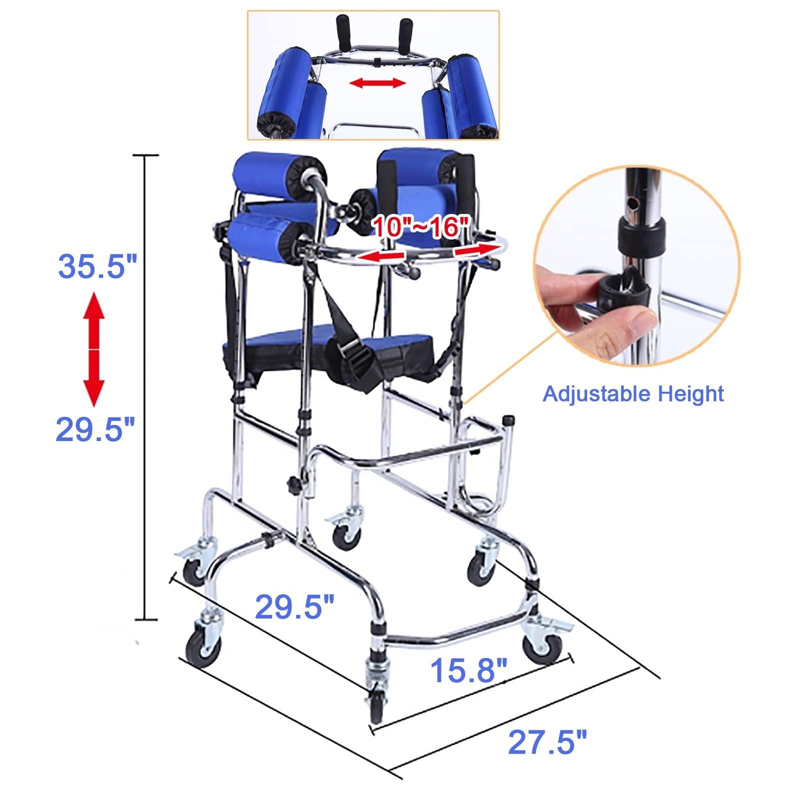ZHDBMM Walkers for Seniors, Walker Children with Cerebral Palsy, Hemiplegia Stroke Rehabilitation Standing Frame Adult Walker Walking Aid for The Disabled ( Color : Men , Size : Height: 2.9~3.9ft )
