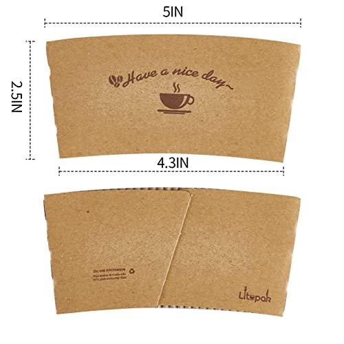 LITOPAK LITOPAK 200 Packs Kraft Paper Coffee Cup Sleeves, Coffee Sleeves, Disposable Corrugated Hot Drink Holder for Paper Cups Insulation and Hand Protection, Fits 10oz-20oz Paper Cups(Cup Not Included)