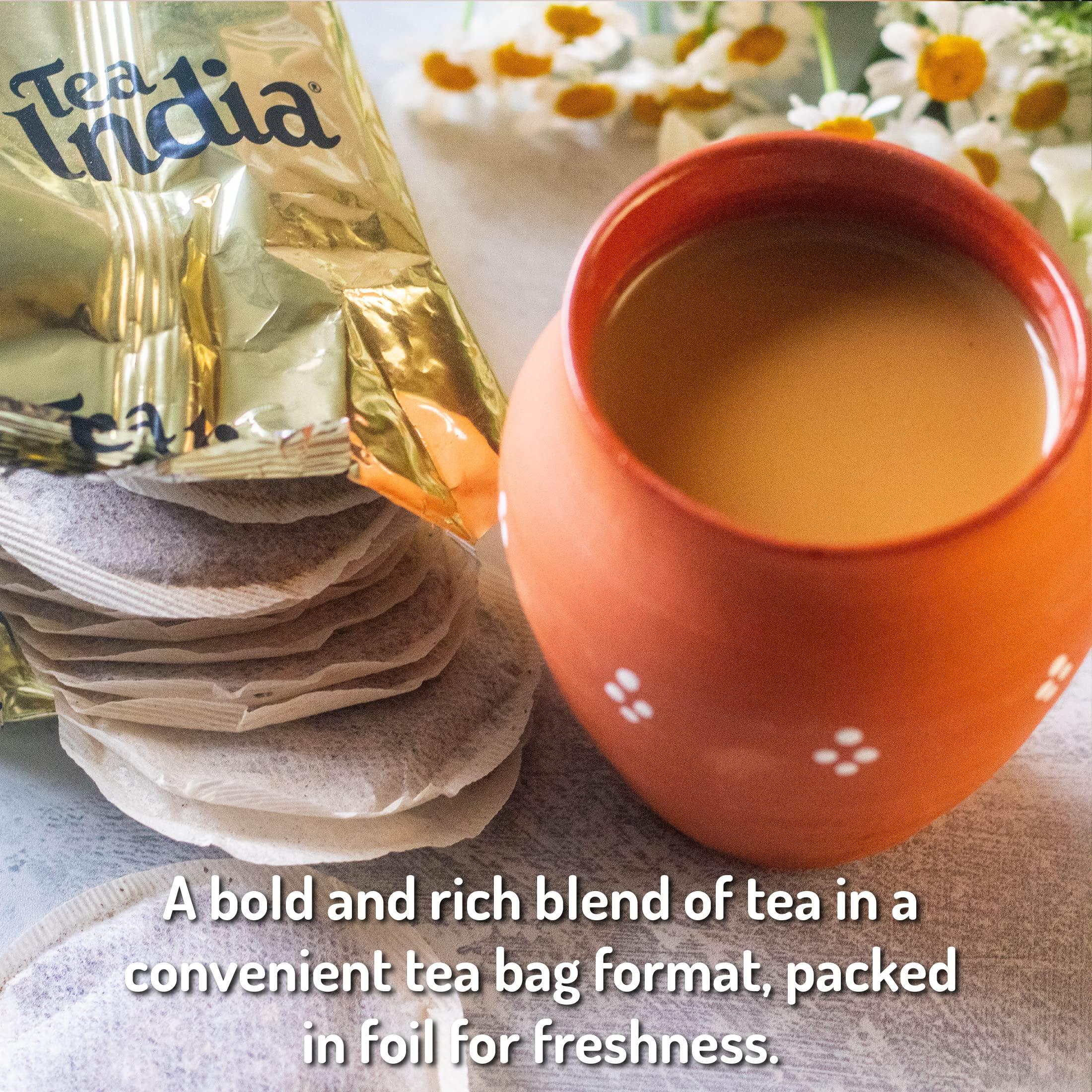 Tea India Tea India Orange Pekoe Black Tea Chai Flavorful Blend Of Black Tea & Natural Ingredients Strong Full-Bodied Traditional Indian Caffeinated Tea 80 Round Teabags