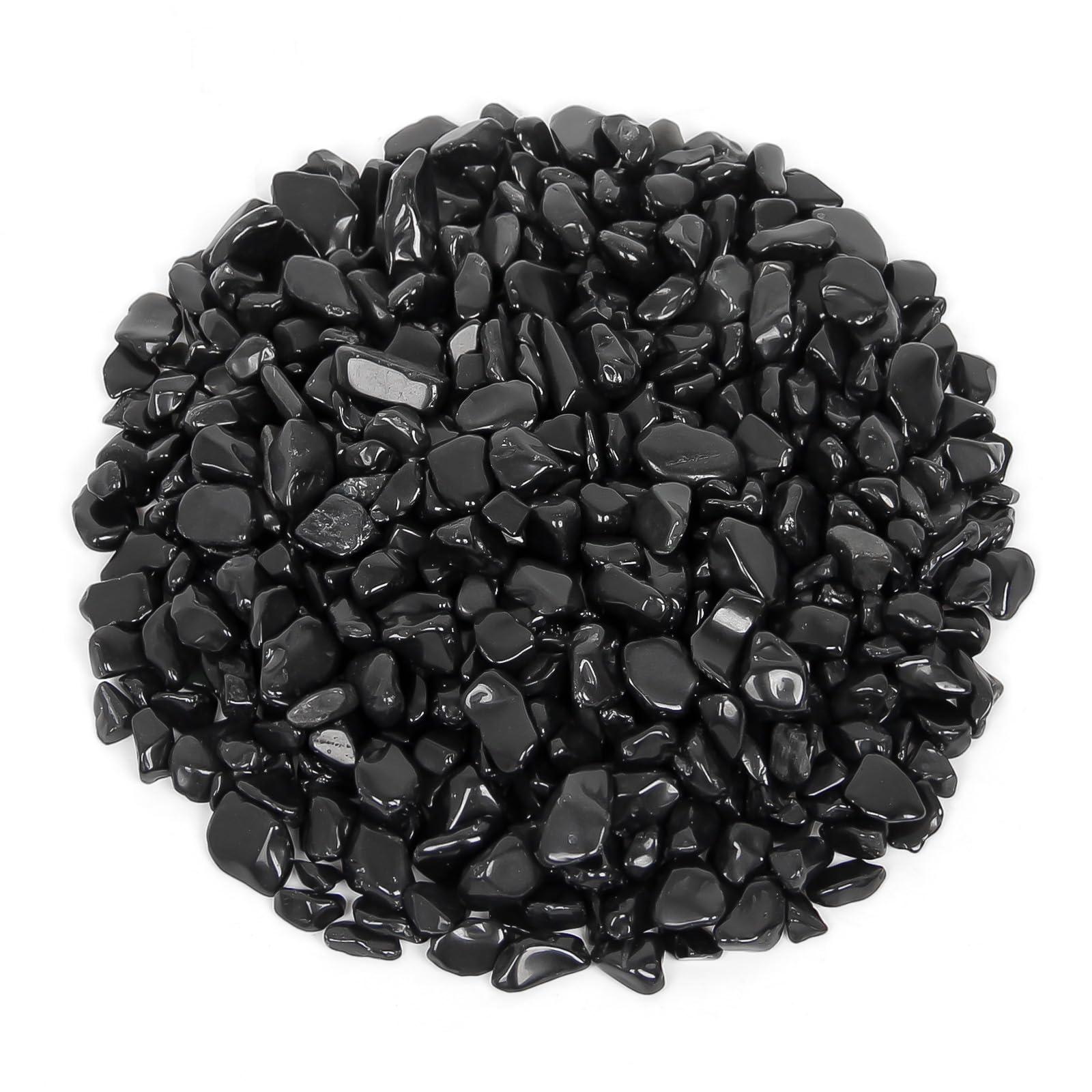 Orientrea Orientrea 1.1lb Natural Crushed Obsidian Crystal Tumbled Chips-Healing Crystals Chips Bulk, Crushed Crystal Gemstones for Crafts, Beautiful Package for Gift (Obsidian)