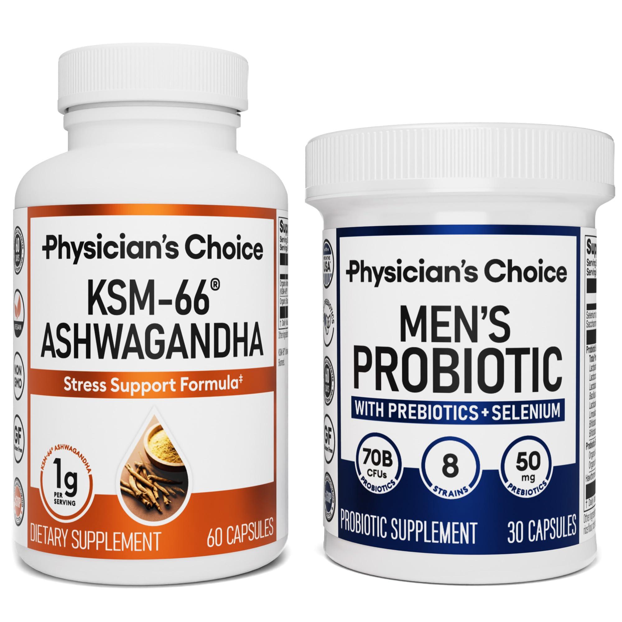 Physician\'s CHOICE Physician\'s CHOICE Mens Stress Bundle - KSM-66 Ashwagandha + Mens Proboiotic (70b probiotic)