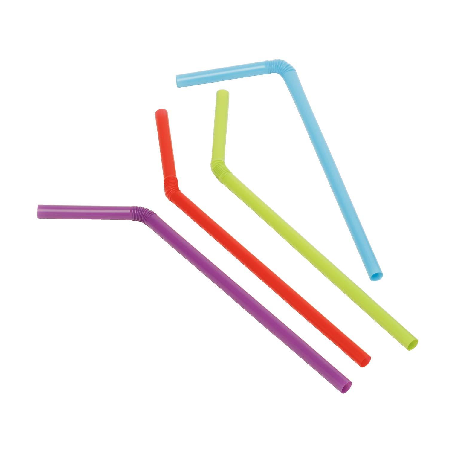 KOLORAE KOLORAE Jumbo Flex Straws, Multi-Colored, Disposable Plastic Bendy and Flexible Drinking Straws - AVAILALE in Sets of 100, 600 OR 1,000 Flex Straws! (600)