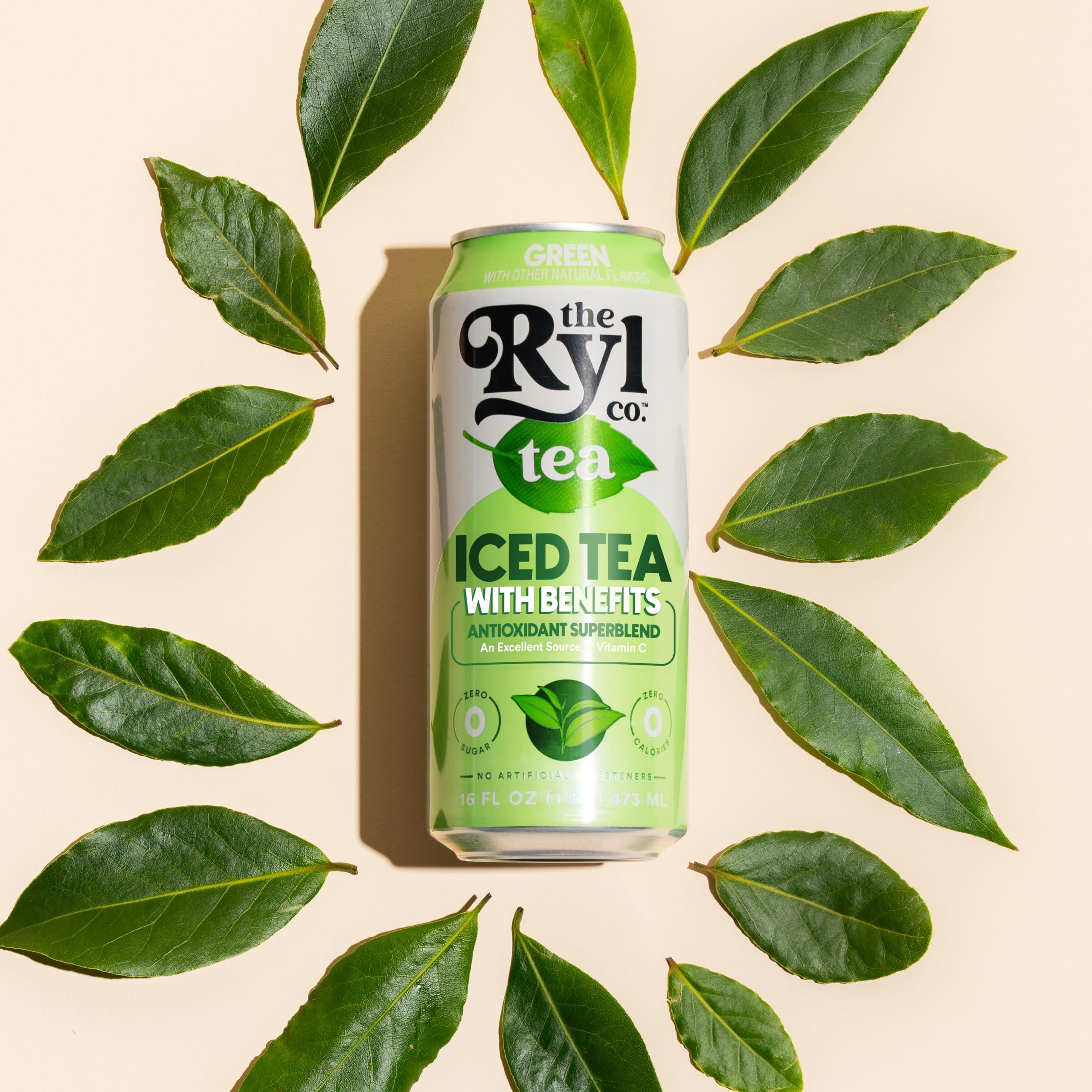 The Ryl Co Ryl Iced Tea, Green, Antioxidant Superblend, Zero Sugar, Low Carb, Zero Calorie Iced Tea, 16.0 Fl Oz (12-Pack)