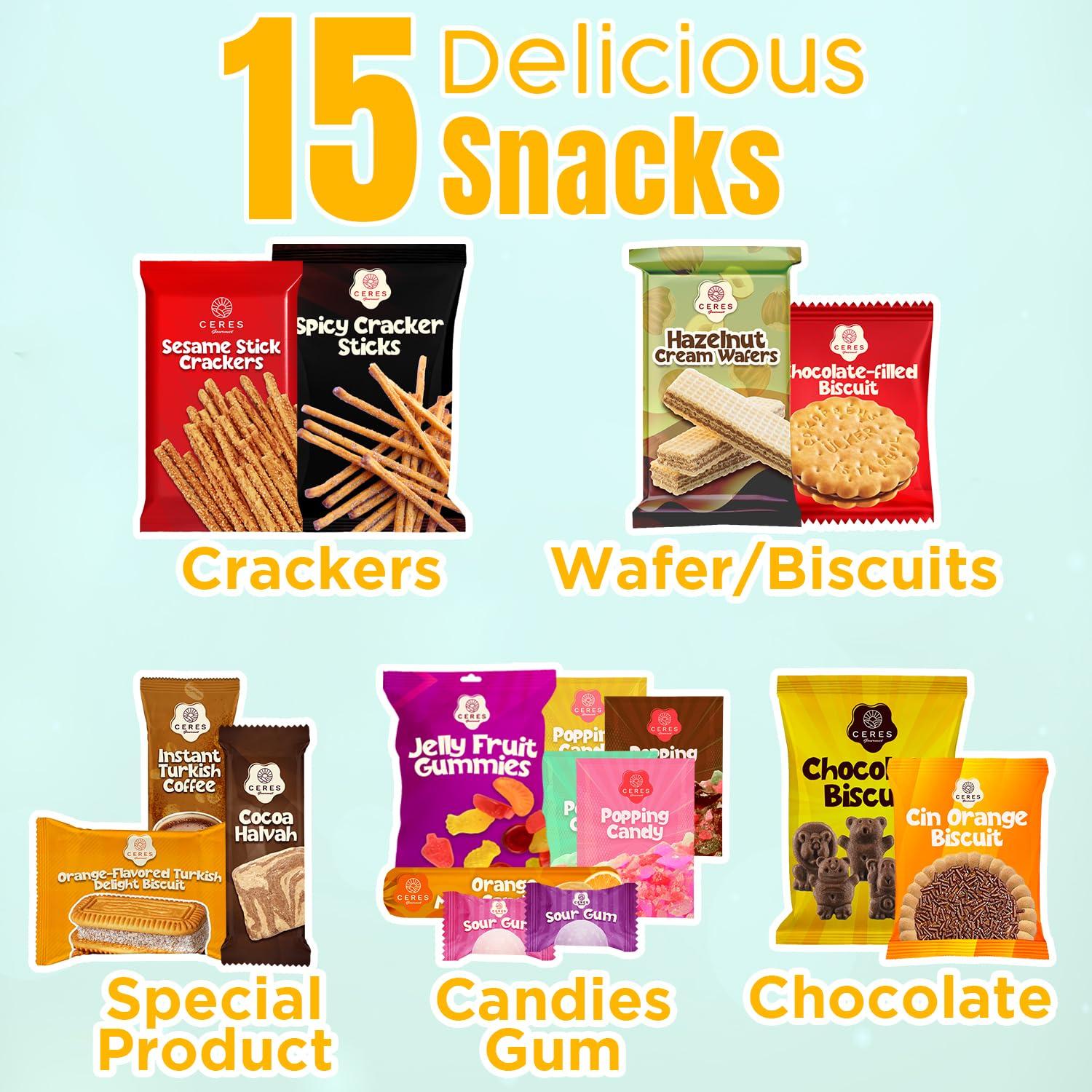 Ceres Gourmet International Exotic Snack Box Variety Pack, Count Premium Foreign Rare Snack Food Gifts for Fun, Mystery Box of Snacks, European Snacks for Adults and Kids (Mini)