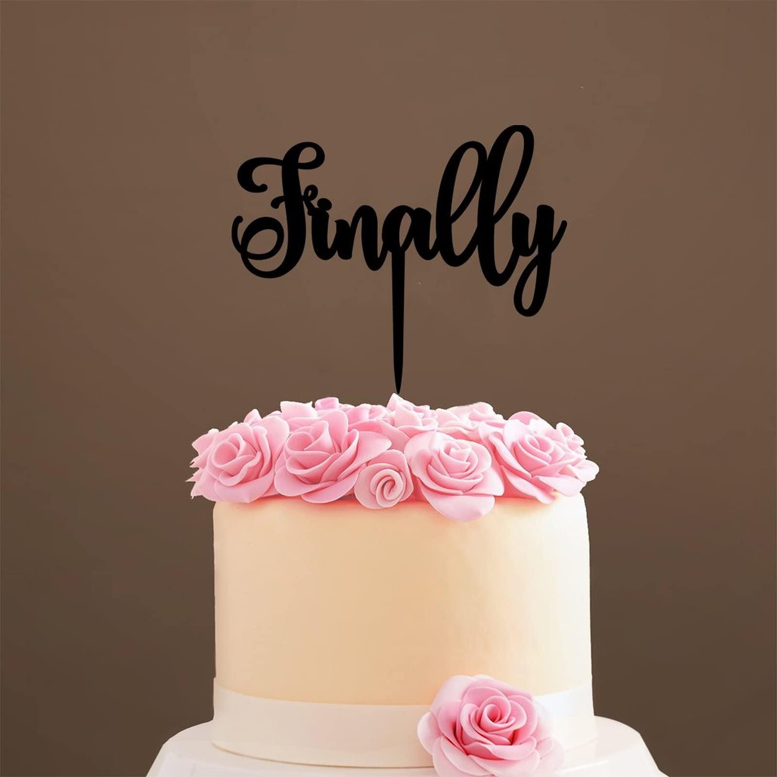 LetusZhogo Finally Wedding Cake Topper, Finally Black Acrylic Cake Topper Wedding Decor, Engagement Cake Topper Decor, Unique Funny Wedding Cake Toppers