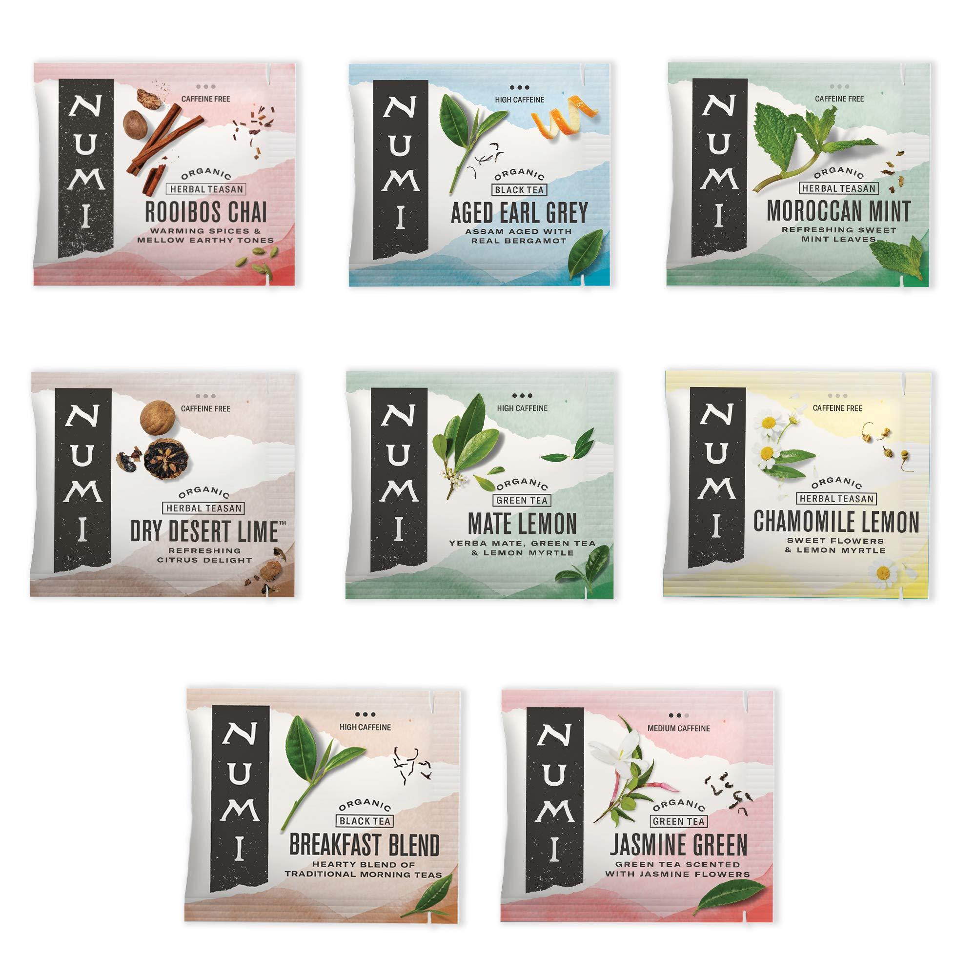 Numi Numi Organic Tea Numi\'s Collection Variety Pack, 16 Tea Bags, Black, Green, White, Pu-erh, Mat, & Herbal, Packaging May Vary