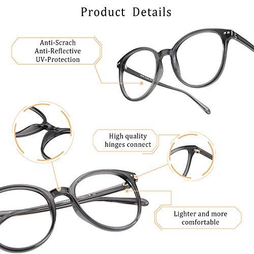 LifeArt LifeArt Blue Light Blocking Glasses, Anti Eyestrain, Computer Reading Glasses, Gaming Glasses, TV Glasses for Women Men, Anti Glare (Clear Grey, 3.25 Magnification)
