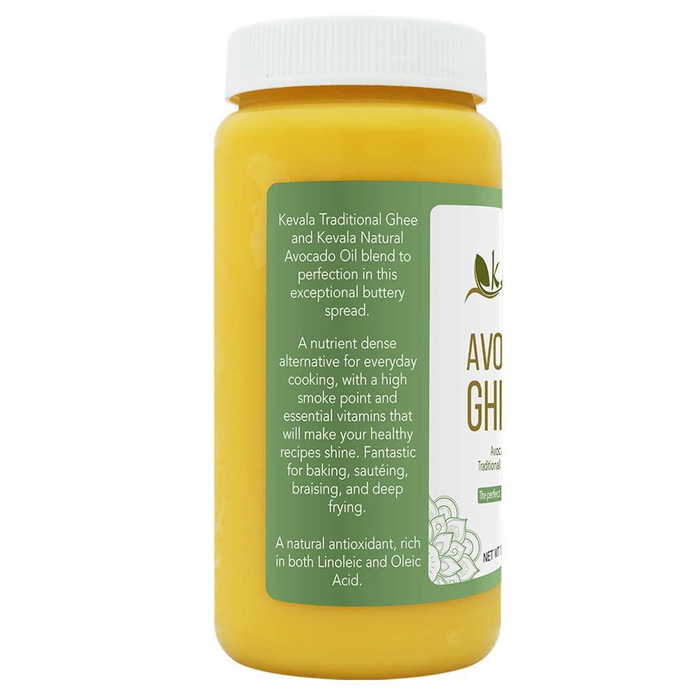 kevala Kevala Avocado Ghee Blend - Ghee Butter - Avocado Oil - Spreadable Butter - Avocado Cooking Oil - Ghee Clarified Butter Unsalted - Cold Pressed Avocado Oil - 17.6 oz - 1.1 lb - Paleo - Casein Free - Gluten Free - Lactose Free