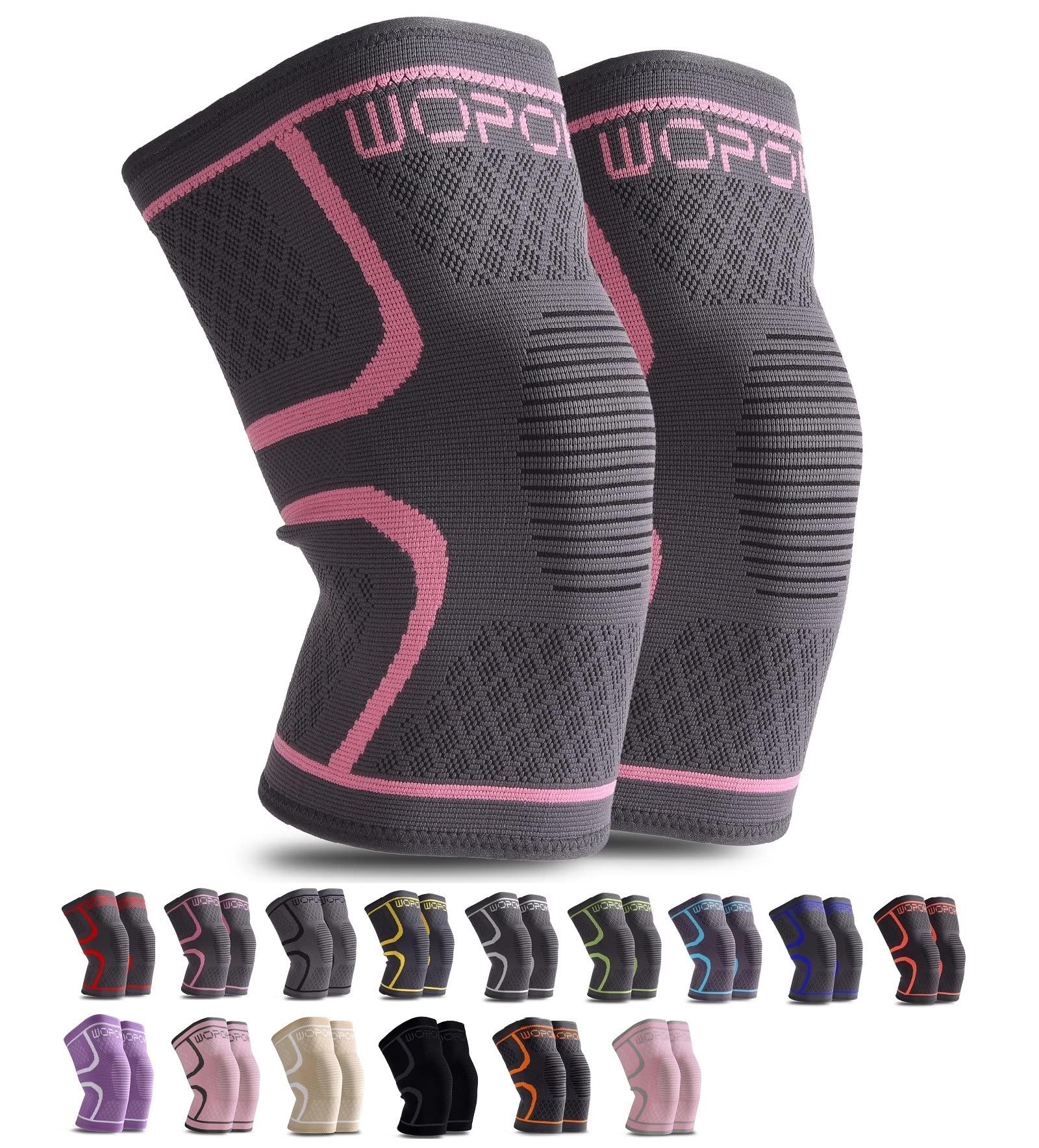 WOPOKY WOPOKY Knee Braces for Knee Pain, Compression Knee Sleeves Support for Weightlifting Running Squatting Basketball Working out, Knee Pain Relief for Meniscus Tear Arthritis (2 Pack)