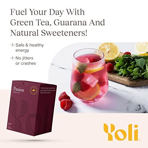 Yoli Yoli Passion Energy Drink Powder Mix - Natural Energy Drink Mix for Endurance and Stamina, 30 Packets - Raspberry Lemon Flavor