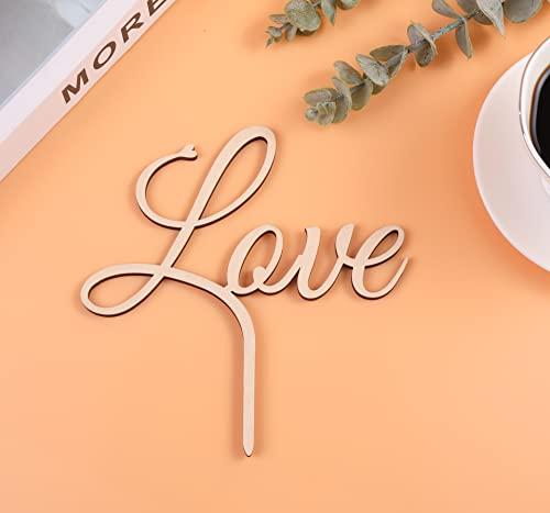 LOVENJOY LOVENJOY Gift Boxed Love Cake Topper Wedding Decoration, Rustic Wood