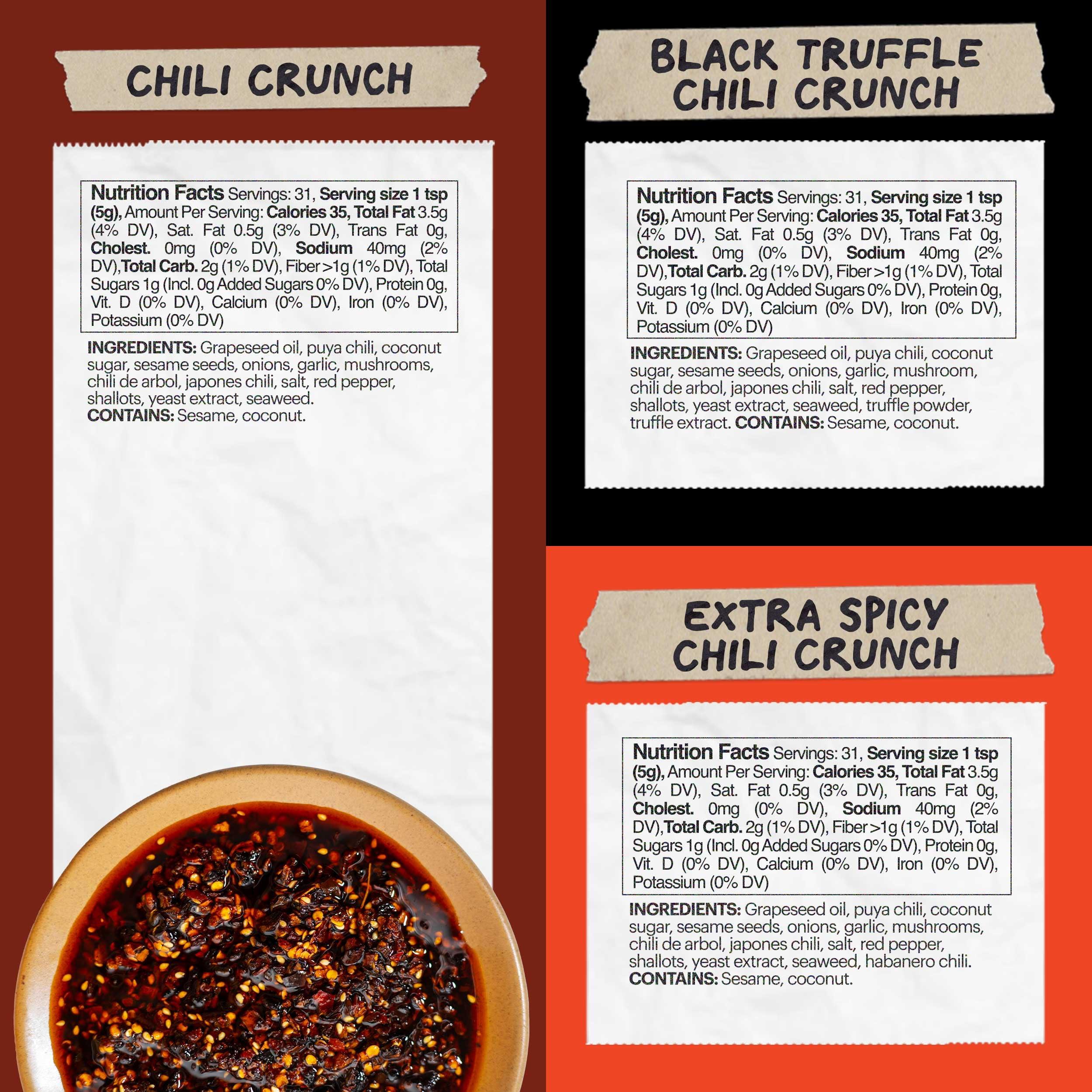 MOMOFUKU Momofuku Chili Crunch Variety Pack by David Chang, 3 Pack (5.3 Ounces Each), Chili Oil with Crunchy Garlic and Shallots, Spicy Chili Crisp Sauce or Ramen Topping