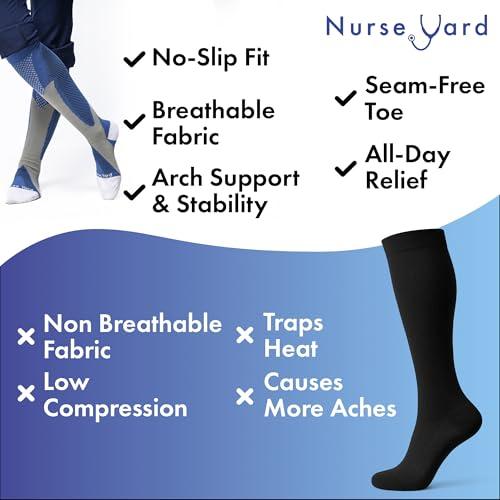 Nurse Yard Nurse Yard Compression Socks for Nurses - Women & Men - 20-30mmHg Graduated Compression, Zero-Toe Compression, For Medical Staff, Nursing, Athletic Support Such As Running, Cycling, Hiking - 1 Pair