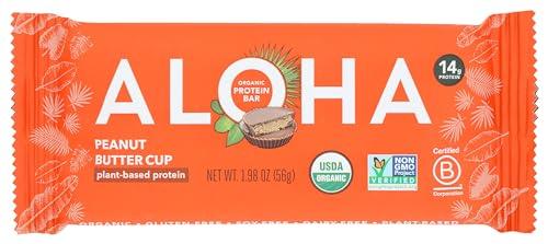 ALOHA ALOHA Organic Plant Based Protein Bars, Peanut Butter Cup , 1.98-Ounce Bars, (Pack of 5)