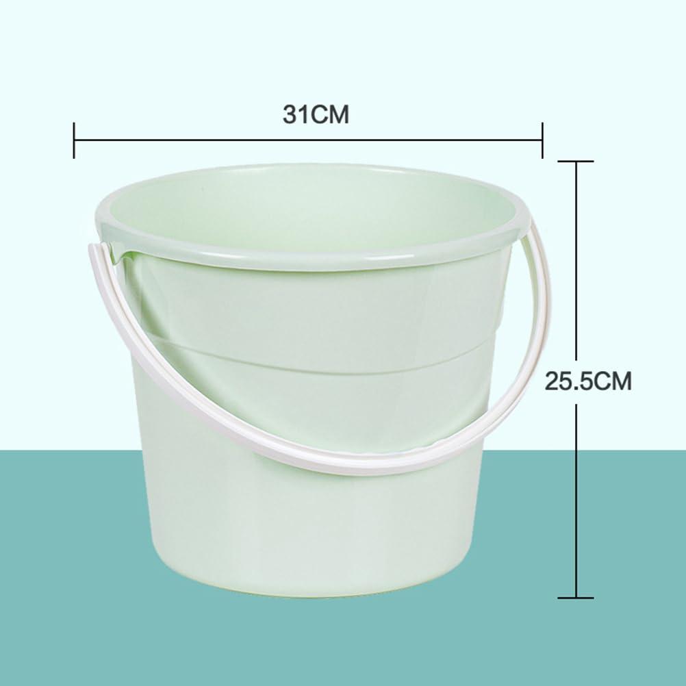 Amosfun Amosfun Plastic Buckets Plastic Bucket with Handle Round Water Bucket Bath Bucket Water Container for Camping Travel Beach Summer Party Accessory Green Cleaning Bucket