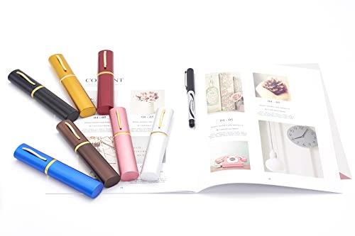 HIGHLIKE HIGHLIKE 4-Pack Slim Pocket Reading Glasses Men Women, Compact Readers Super Clear Lens, Spring Hinge Metal Frame Eyeglasses, Red Golden Blue Pink 2.5 x