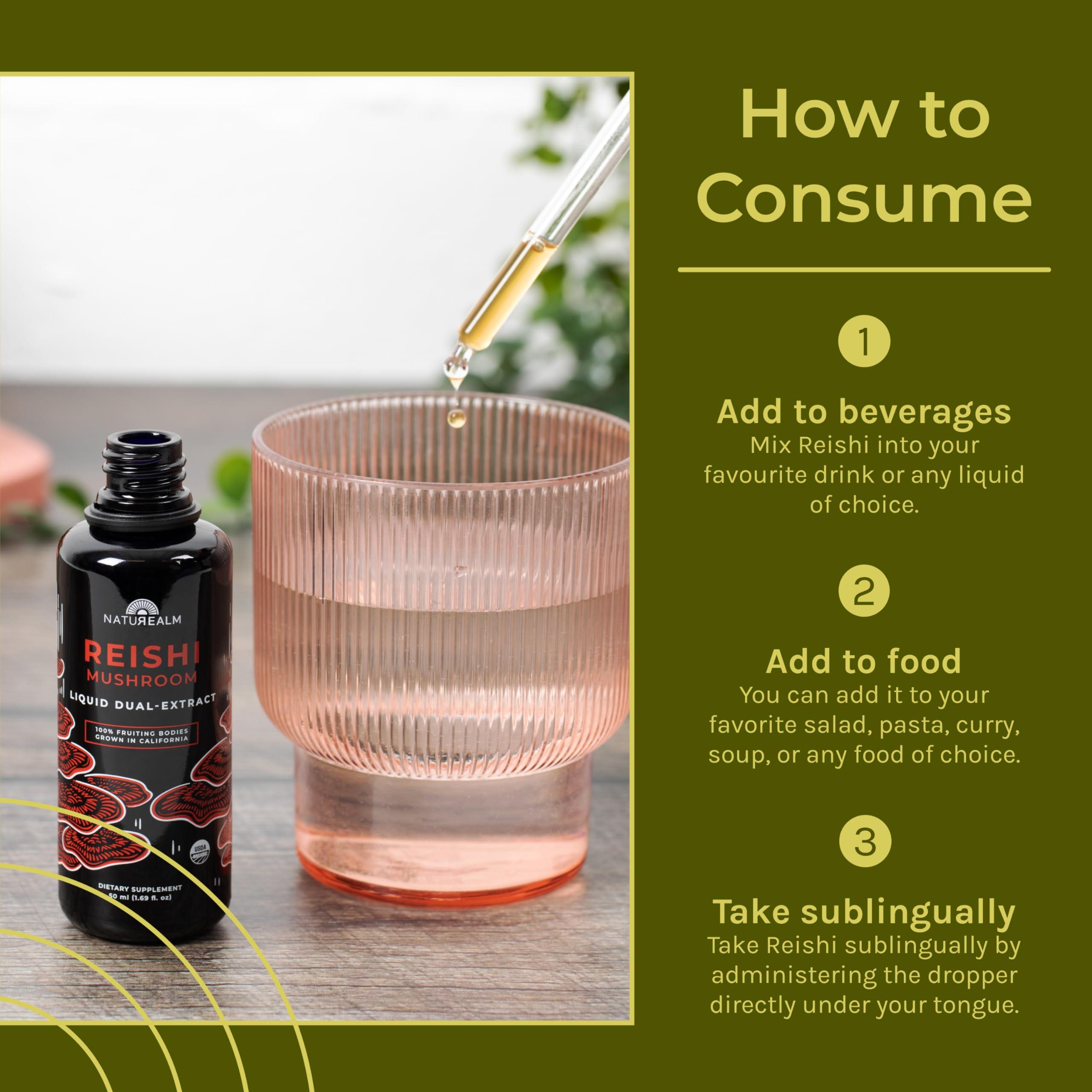 Naturealm Naturealm Reishi Mushroom Liquid Tincture Supplement  Promotes Calmness, Immune Support & Sleep Aid, Vegan, Non-GMO  Organic Fruiting Bodies, 1 Month Supply