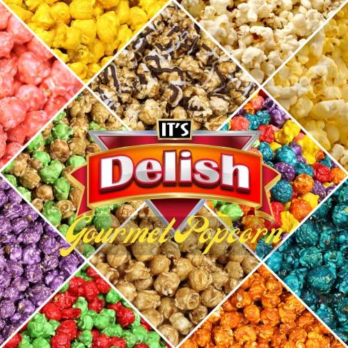 It's Delish Chocolate Swirl Popcorn by Its Delish, 16 Oz (1 Lb) Jumbo Container Bulk Popcorn, Festive Chocolate Air Popped Sweet Crunchy Popcorn with Chocolate Corn Snack, Parties – Gluten Free, Vegan, Kosher