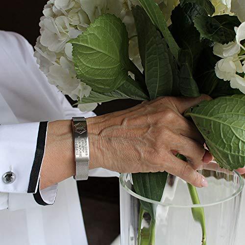 American Medical ID American Medical ID – Sleek Mesh Medical Alert ID Bracelet – Surgical Stainless Steel, Adjustable ID Band Sizing & Clasp, 4 Lines Personalized Engraving Included
