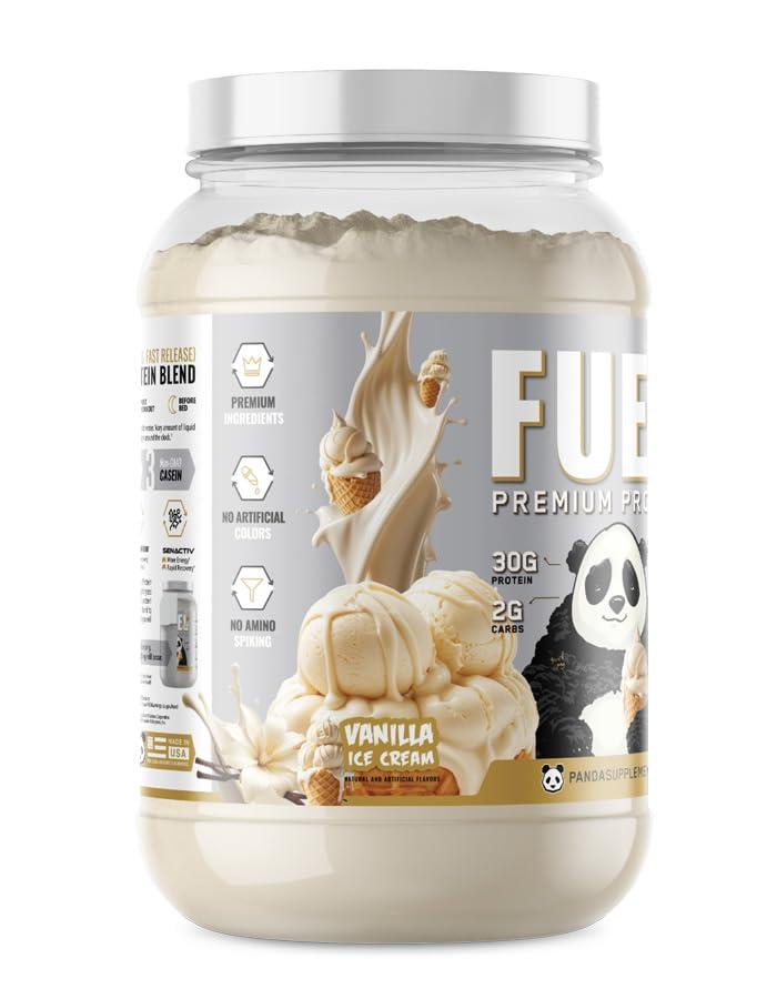 Underground Bio Labs PANDA FUEL Premium Protein Non-GMO Whey Protein Isolate ,Grass-Fed Hydrolyzed Collagen, Whey, Casein Protein, Egg Protein, Pro-Biotics, Digestive Enzymes.Multi-Stage 25 Servings (Vanilla Ice Cream)