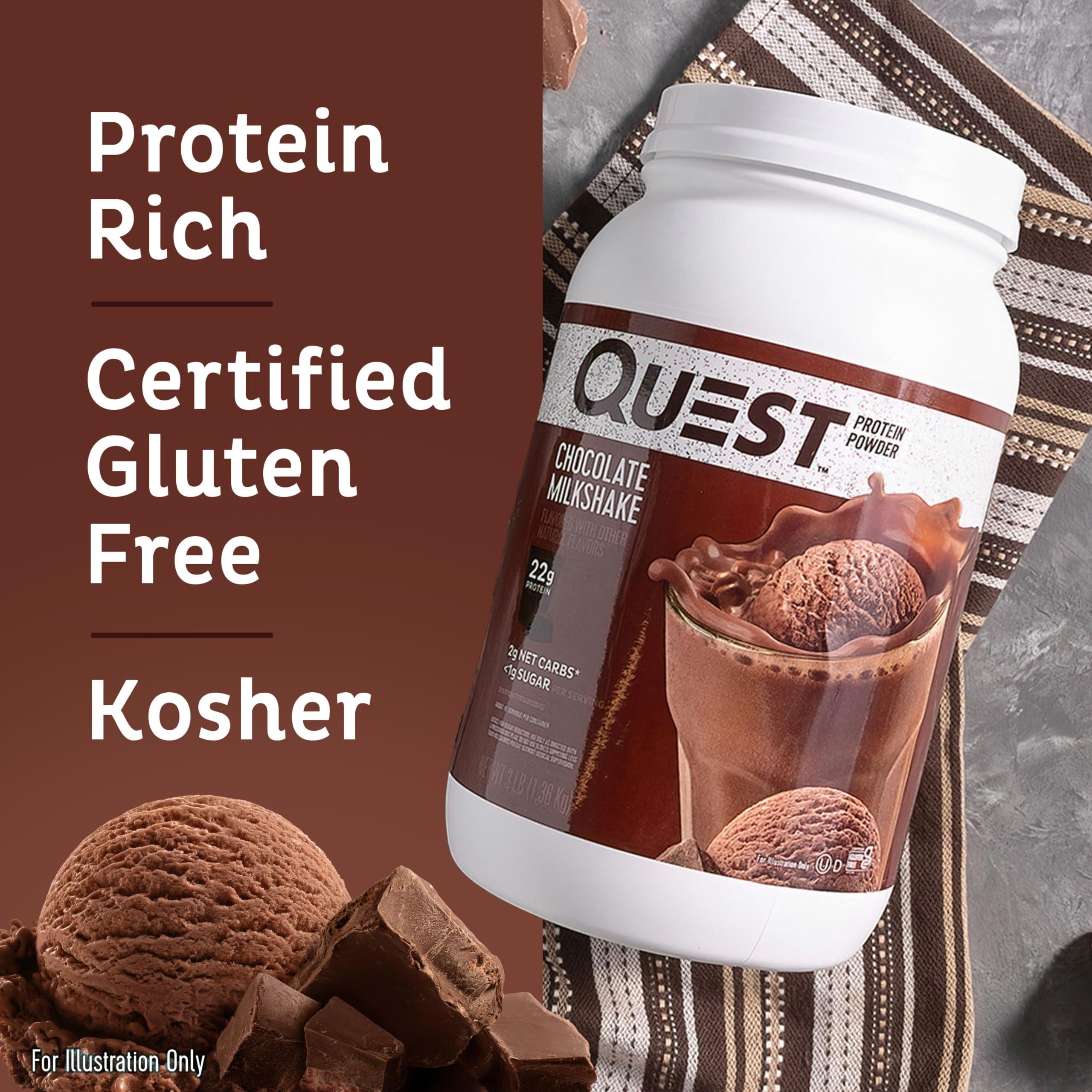 Quest Nutrition Quest Nutrition Chocolate Milkshake Protein Powder, 22g Protein, 1g Sugar, Low Carb, Gluten Free, 3 Pound, 43 Servings & Peanut Butter Protein Powder, 23g Protein, 1g Sugar, Low Carb, Gluten Free