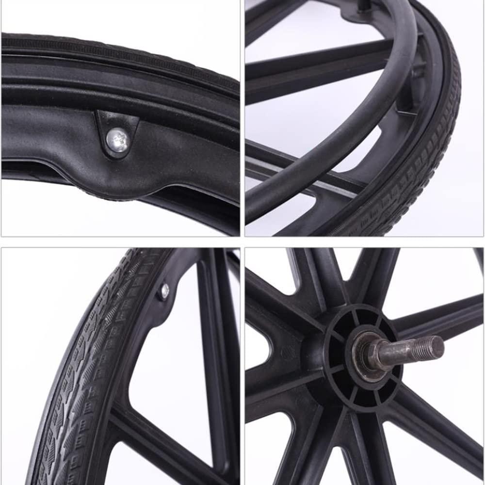 DIBAKO DIBAKO 24Inch 1 Pair Wheelchair Rear Wheel 24 1 3/8 Wheelchair Wheel Replacement, Solid Polyurethane Tires, Replacement Wheels for Wheelchairs, with Bearings and Handrim (Size : A)
