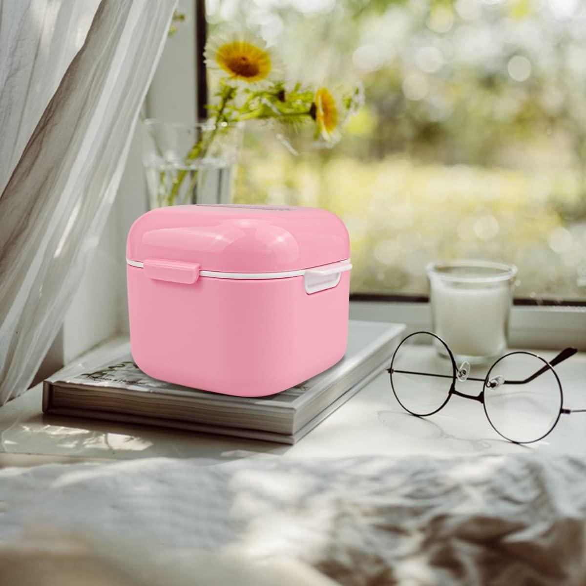 FERCAISH Denture Soak Container, Portable Denture Bath Box Cup, No-Leak Denture case,Retainer Cleaning Box Complete Clean Care for Dentures, Clear Braces, Mouth Guard, Night Guard & Retainers(Red)