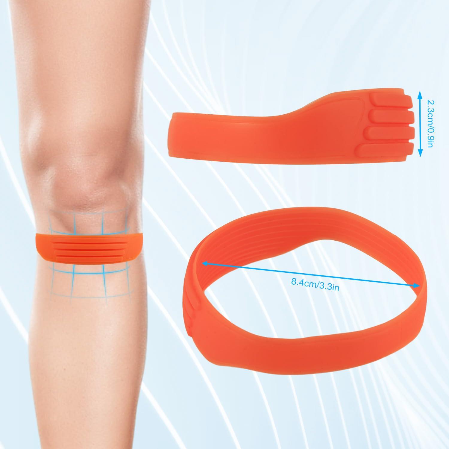 NQEUEPN NQEUEPN 2pcs Patella Tendon Knee Strap, Silicone Patellar Knee Bands Elastic Patella Knee Support Brace Flexible Patella Tendon Bands for Jumper Running Basketball Sports Men Women (Orange)