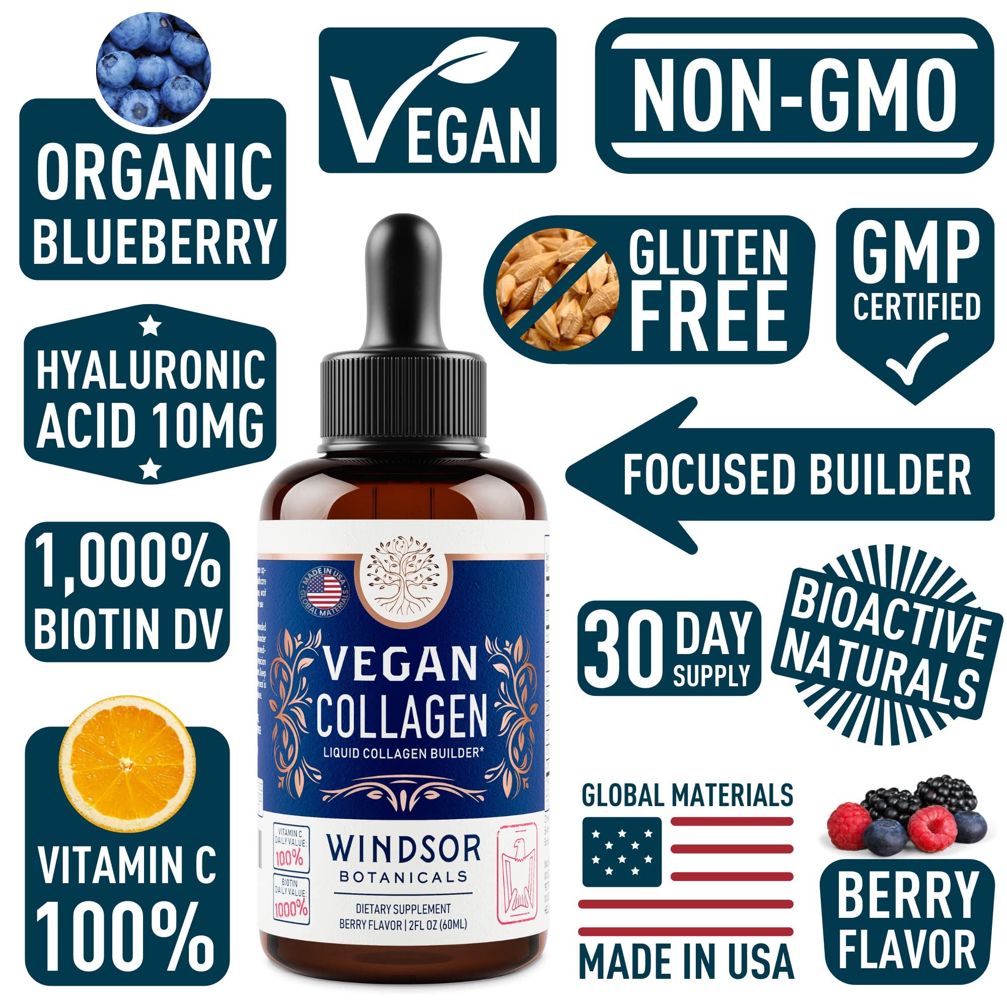 WINDSOR BOTANICALS Vegan Collagen Tablets and Vegan Collagen Builder Liquid - Enhanced Vegan Collagen Bundle