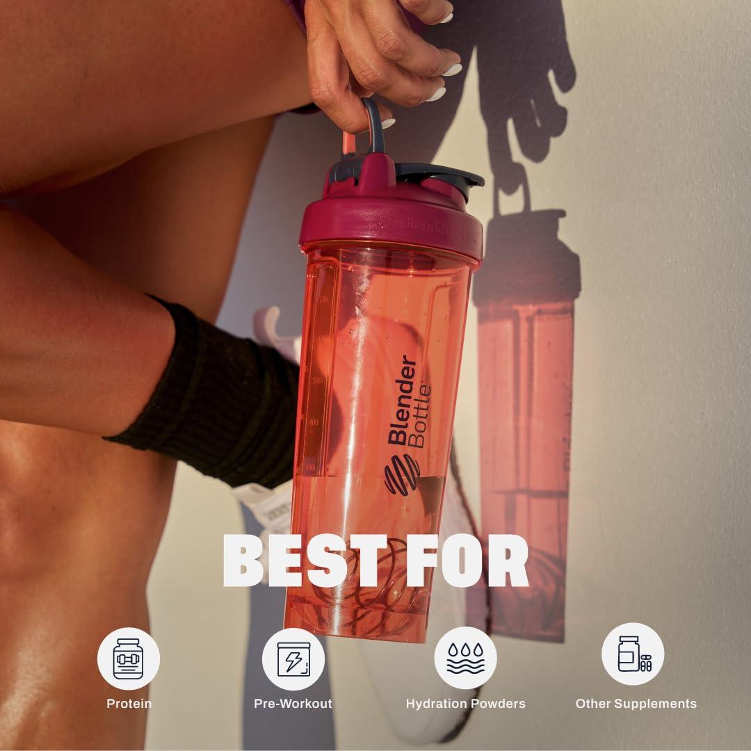 BlenderBottle BlenderBottle Shaker Bottle Pro Series Perfect for Protein Shakes and Pre Workout, 24-Ounce, Coral