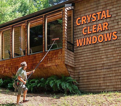 EXTEND-A-REACH 20 Foot Exterior House Cleaning Brush Set with 5-12 ft Extension Pole // Vinyl Siding Brushes with Telescopic Extendable Pole & Window Cleaning Squeegee Tool // The Ultimate Extension Scrub Brush Set