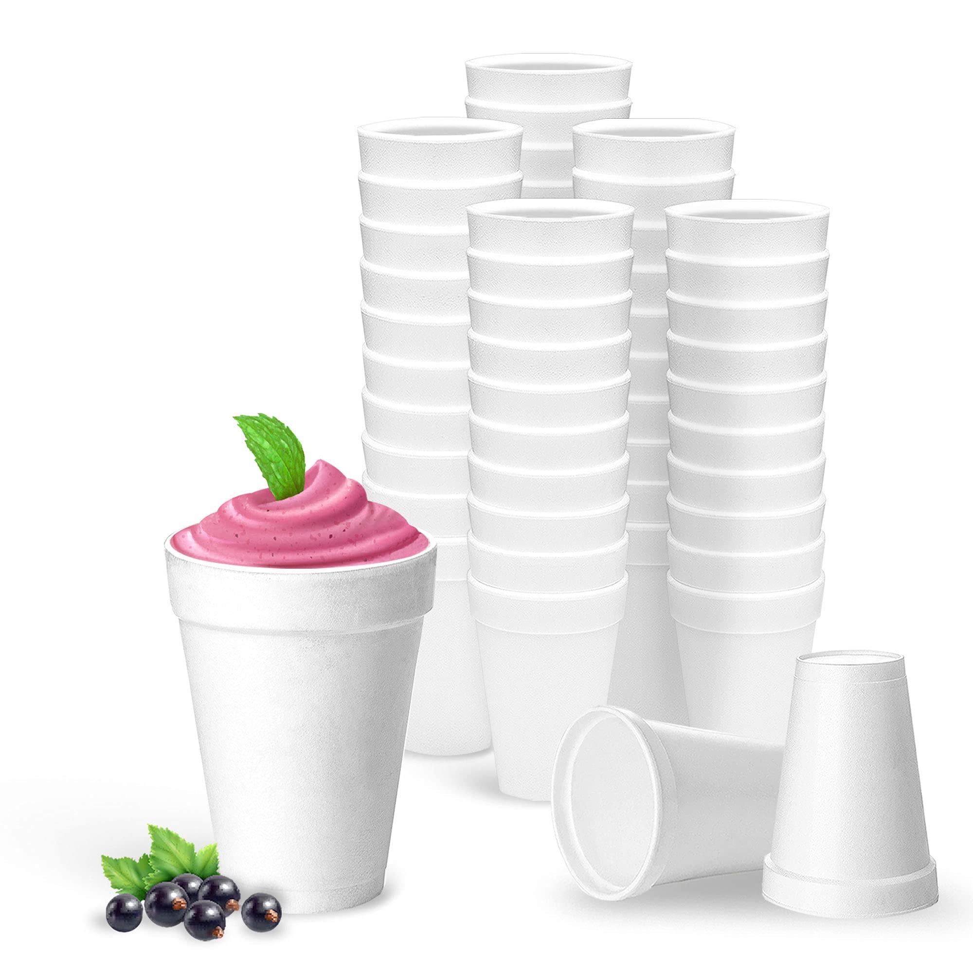 Shop Square 16 Oz Disposable Foam Cups (50 Pack), White Foam Cup Insulates Hot & Cold Beverages, Made in the USA, To-Go Cups - for Coffee, Tea, Hot Cocoa, Soup, Broth, Smoothie, Soda, Juice