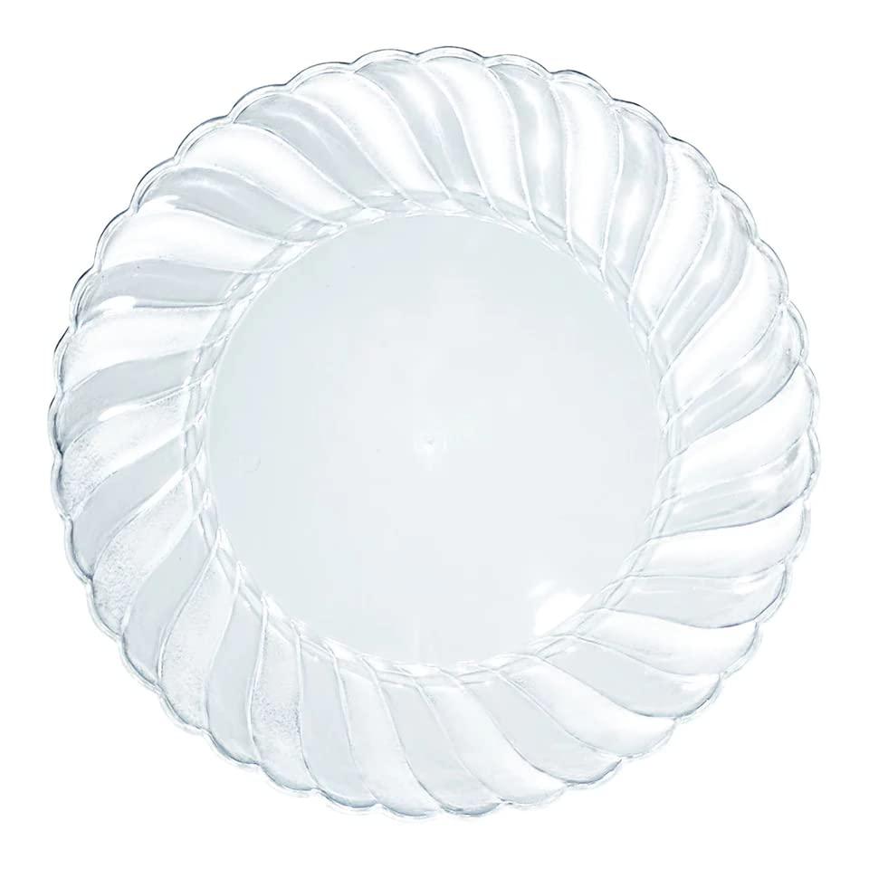 Smarty Had A Party Elegant Disposable Plastic Heavy Duty Dinnerware Sets, Flared Plastic Plates, Combo Set For Wedding, Birthday & All Occasions (Clear, 6\" Pastry Plates (216 Plates))
