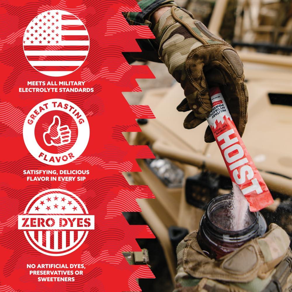 HOIST HOIST Premium Military Hydration Powder - Electrolyte Drink Mix - Powder Stick Pack, Fruit Punch (12 Sticks Per Pack)