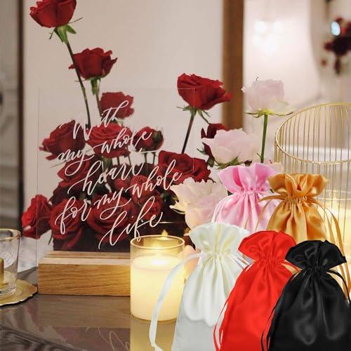 AKLVBL AKLVBL Satin Bags with Drawstring,Multicolored Silk Gift Bags with Drawstring,50 Pieces Small Jewelry Bags Drawstring,Wedding Favor Bags,5X7 Inches Small Drawstring Pouch