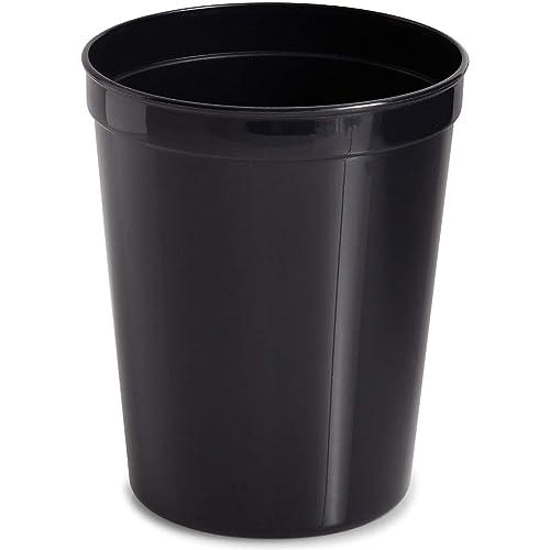 Juvale Black Stadium Cups, Reusable Plastic Party Tumblers (16 oz, 16 Pack)