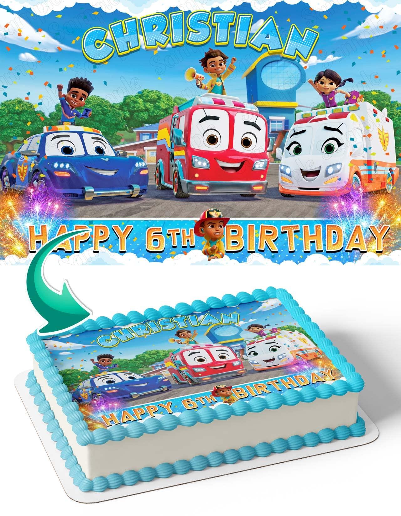Cakecery Cakecery FireBuds Kids Jr Edible Cake Image Topper Birthday Cake Banner 1/4 Sheet