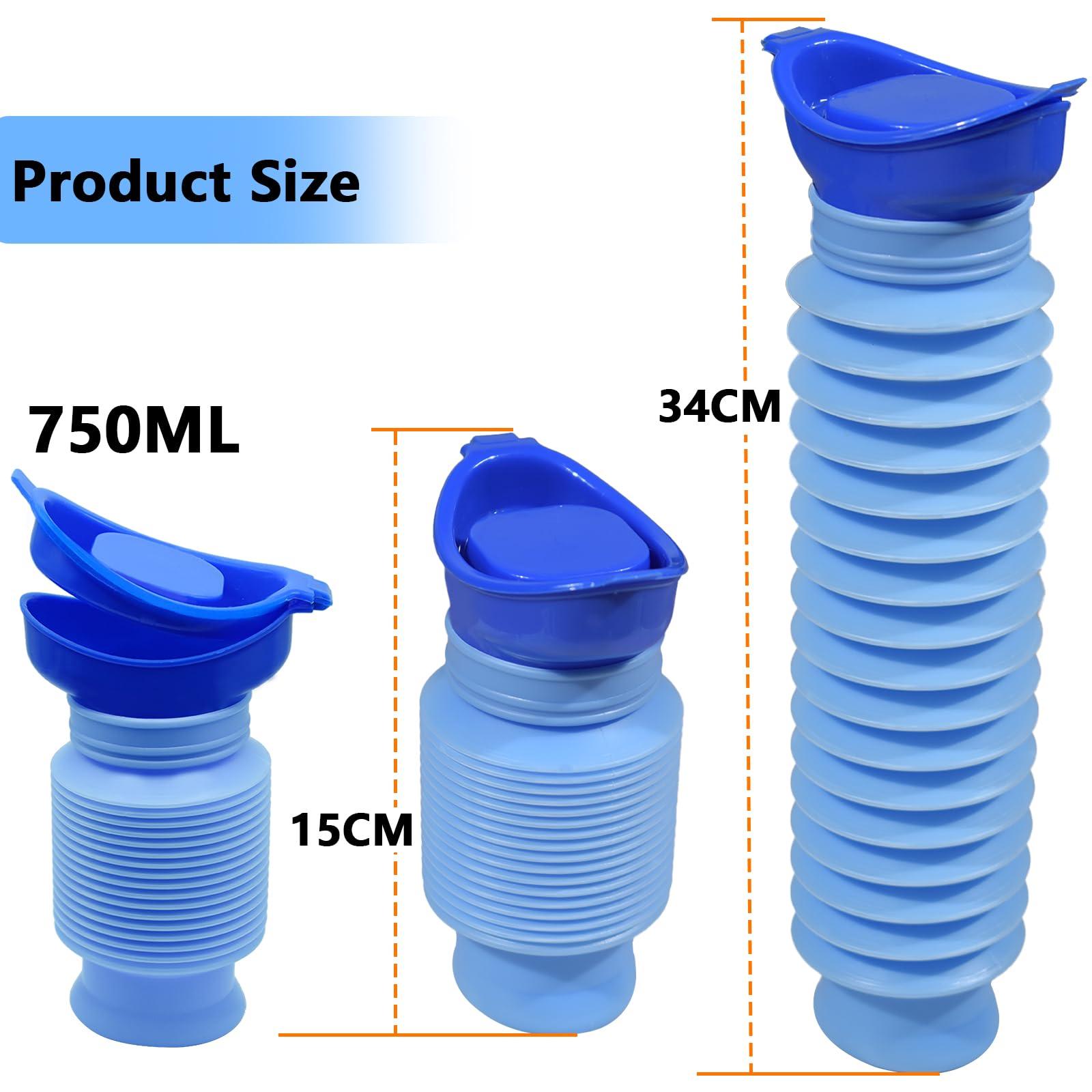 GREATCITI GREATCITI Adjustable Urinal, Pee Bottles Pocket Toilet for Men Women, Portable Urinal with Sealed Lid, Collapsible Urinals for Camping Travel Car Traffic Jam 750ML