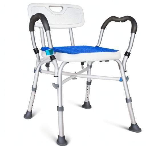 KingPavonini KingPavonini Shower Chair for Inside Shower, 550LBs Heavy Duty Bath Chair with Arms, Medical Shower Seat, Bath Stool Safety Shower Bench with Reinforced Crossing Bar for Elderly, Adults, Disabled