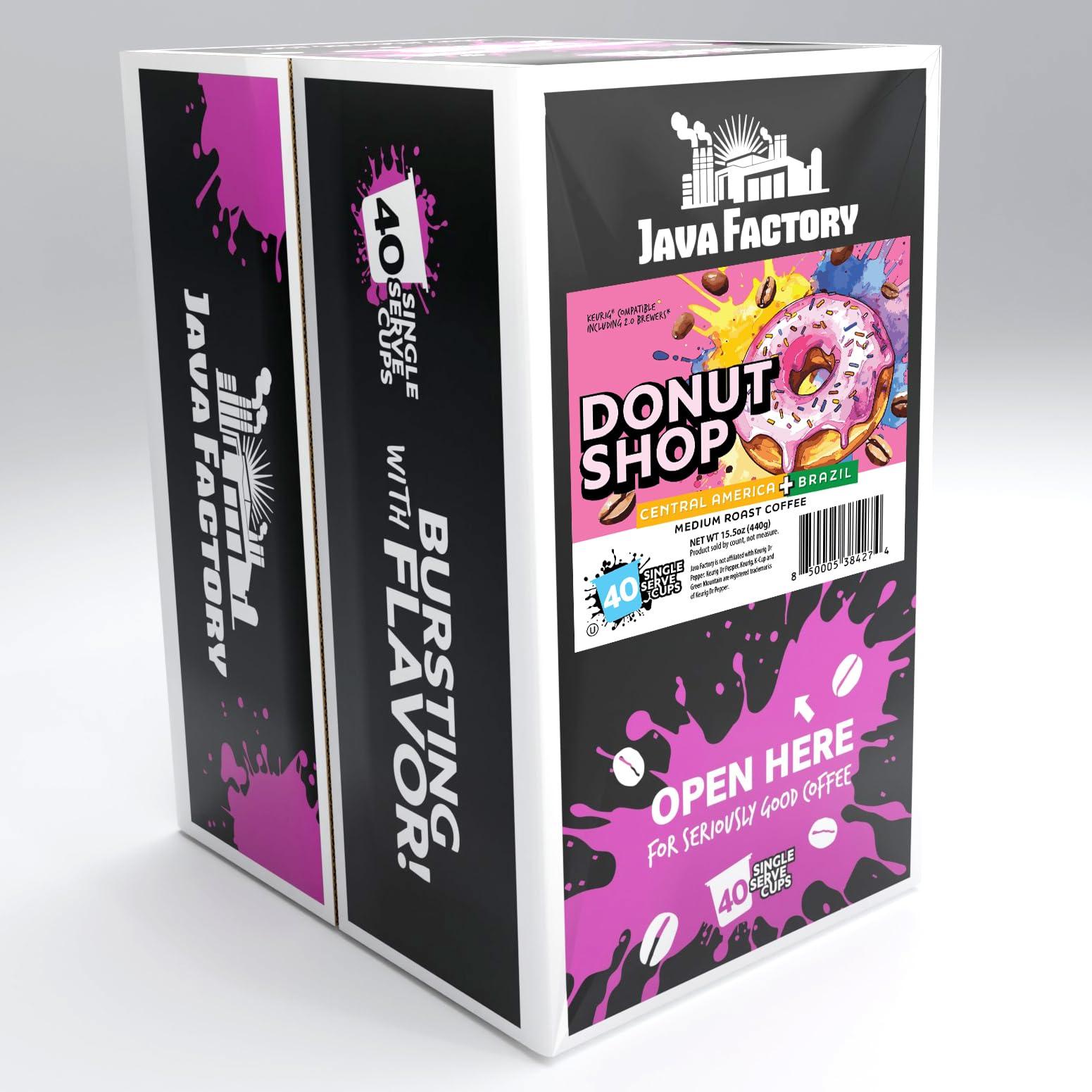 Java Factory Donut Shop Blend by Java Factory, Medium Roast Coffee Pods for Keurig K Cup Brewers, 80 Count