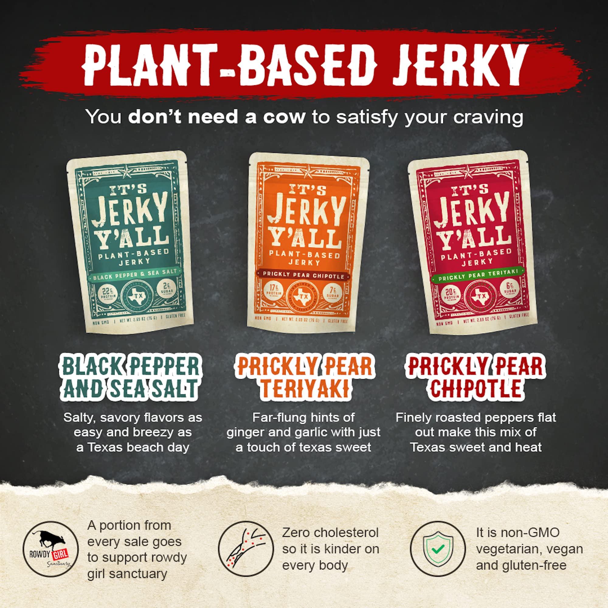 It's Jerky Y'all It's Jerky Y'all Vegan Jerky SEA SALT & PEPPER - Beyond Tender and Tasty Vegan Snacks - High Protein, Low Carb, Non-GMO, Gluten-Free, Vegetarian, Whole30 (2-Pack)