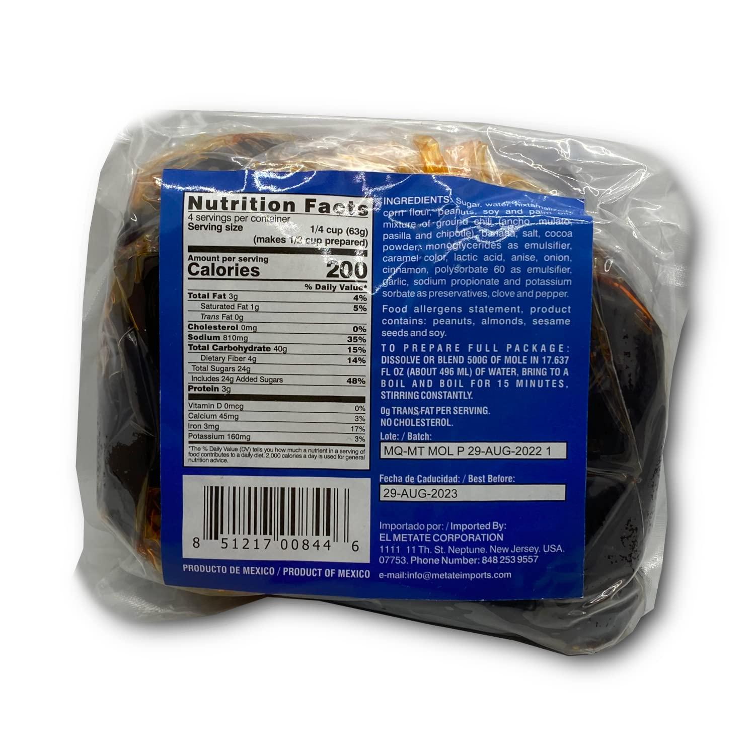 El Metate El Metate - Mole Poblano - Authentic Mole Paste from Puebla - 17.63 Oz (500g)(1.1lb)