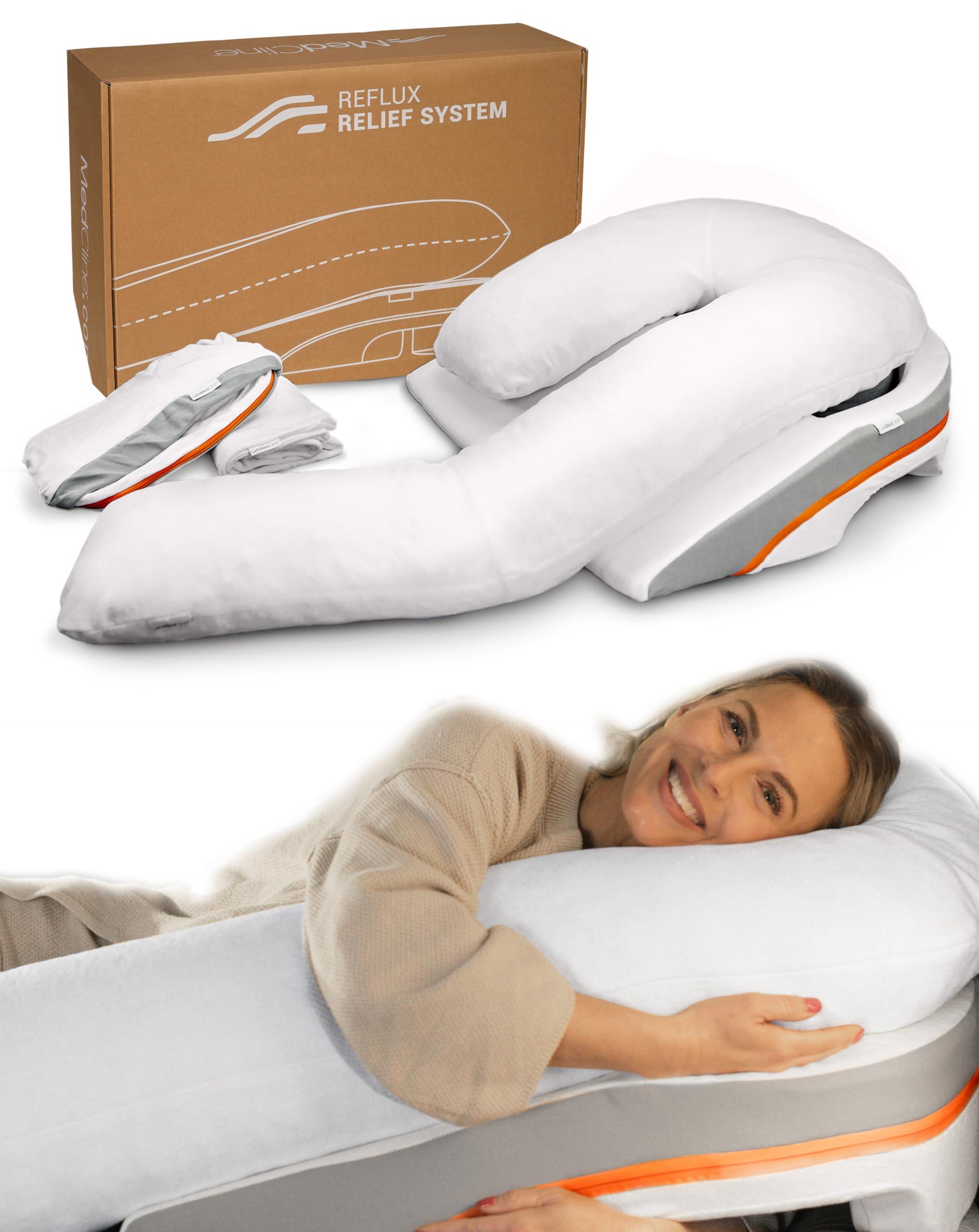MedCline MedCline Reflux Relief System Bundle, Bed Wedge Pillow for Acid Reflux and GERD Relief with Therapeutic Body Pillow, Insert, and Extra Covers, Comfortable Sleep Position, Large for 6'0" or Taller