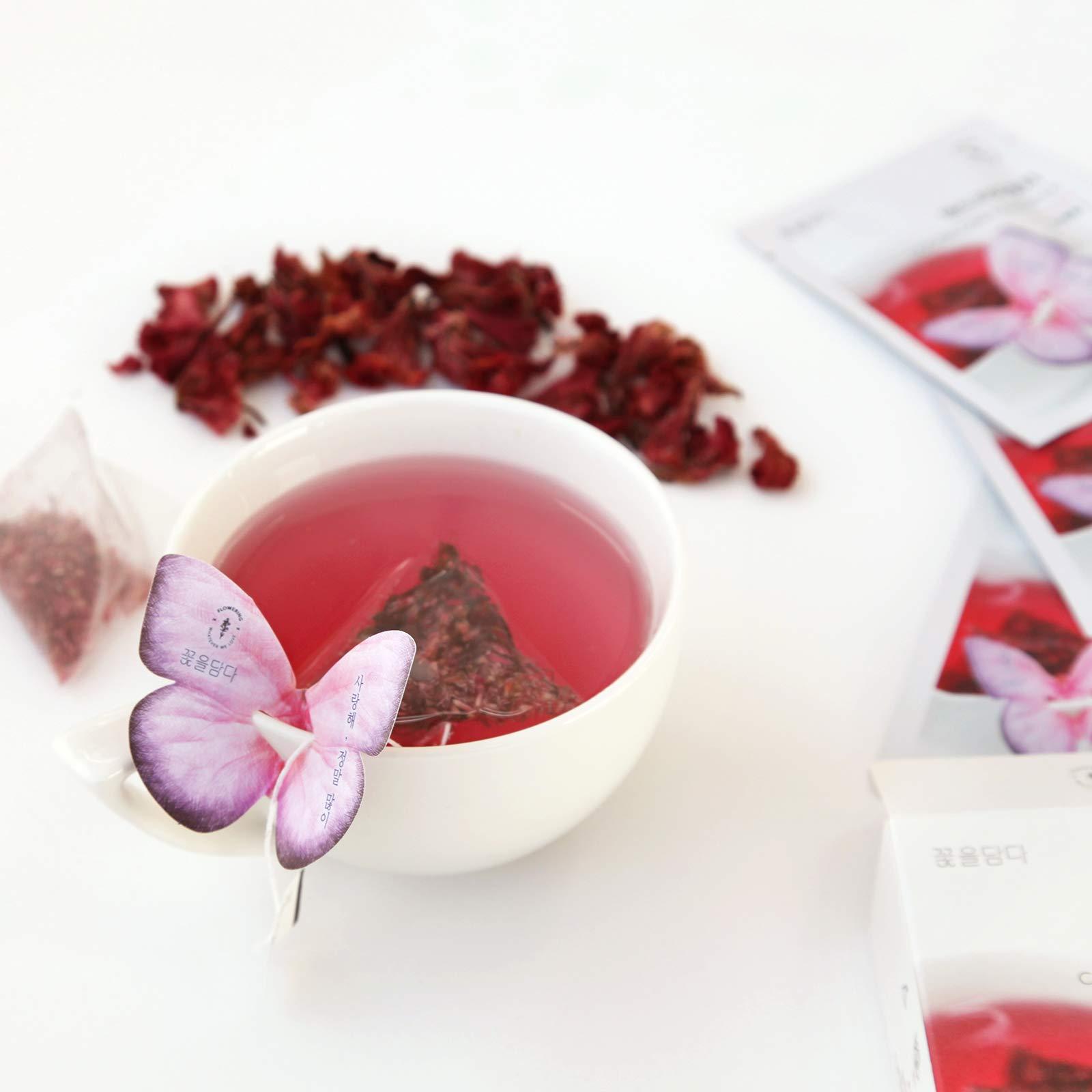 KKOKDAM KKOKDAM Korean Tea Gift Set 3 Flavor Pink Tea Variety Pack with Butterfly Tea Bags Unique Fancy Tea Bag Sampler Elegant Korean Gift Box for Tea Lovers Perfect Tea Gifts