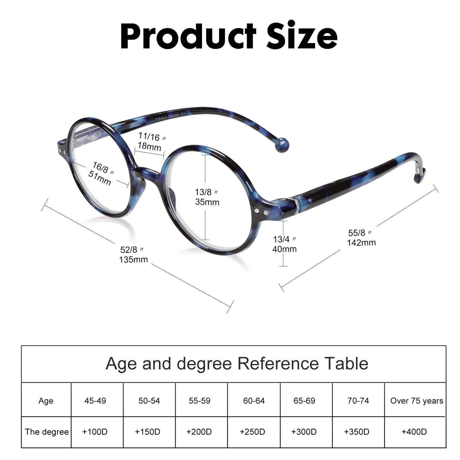 TISHUI TISHUI Readers for Women Men +4.00 Blue Light Blocking Reading Glasses Unisex Round Cheaters Circular Lightweight Blue Ray Glasses
